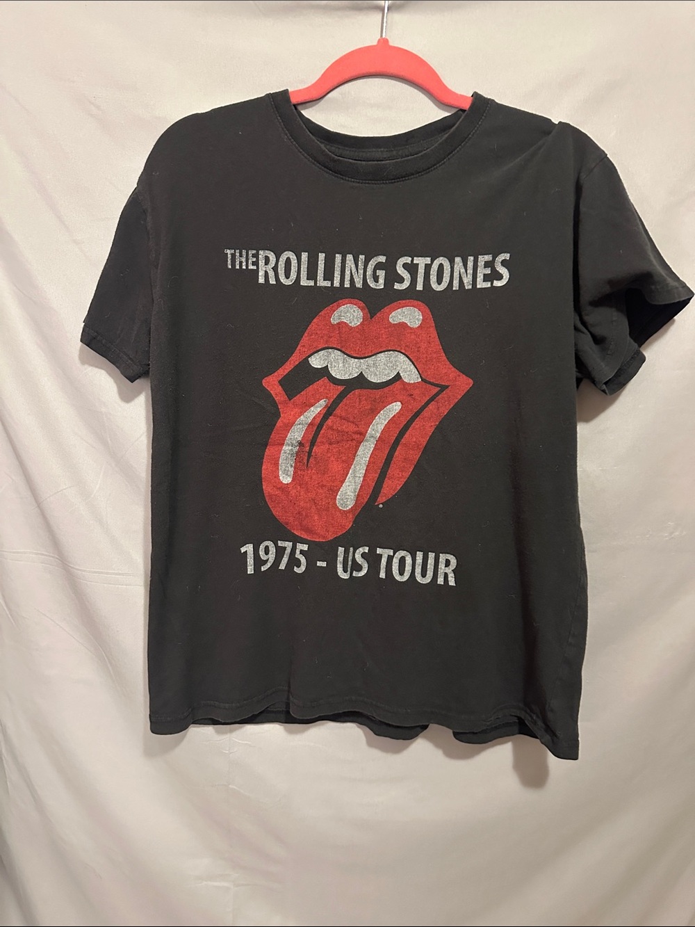The Rolling Stones Black Kids Short Sleeve Tee with Red Tongue Graphic